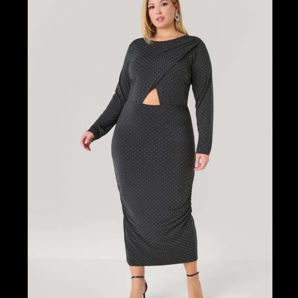 Ashley Stewart Black Long Sleeve Dress